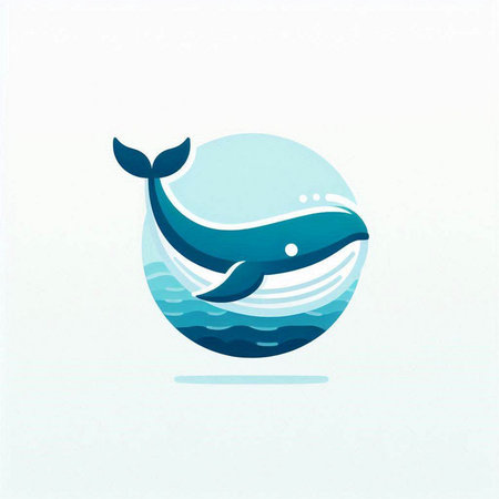 Blue whale in the water. Vector illustration of a blue whale.のイラスト素材