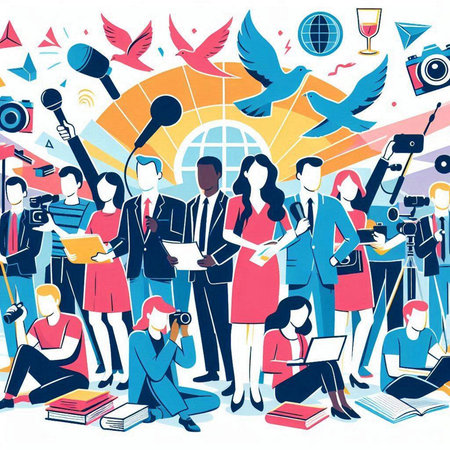 Vector illustration of a group of business people working together in the officeのイラスト素材