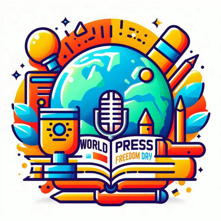 Vector illustration of World Press Day. Suitable for greeting card, poster and banner.のイラスト素材