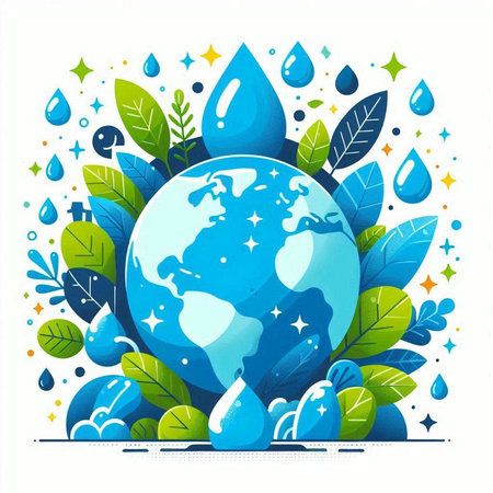 Save the Earth concept with earth and water drops. Vector illustration.のイラスト素材