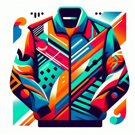Colorful vector illustration of a fashionable jacket on a white background.のイラスト素材