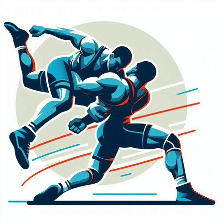 Rugby players action sport graphic vector. Modern style illustration.のイラスト素材
