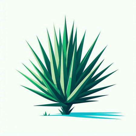 Illustration of a green agave plant on a white background.のイラスト素材