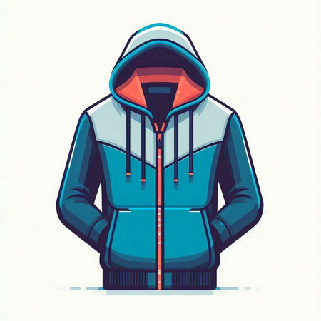 Fashionable men's winter jacket with hood. Vector illustration.のイラスト素材