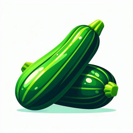 Fresh zucchini isolated on a white background. Vector illustration.のイラスト素材