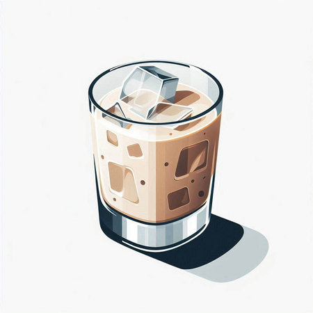 Iced coffee in a glass on a white background. Vector illustration.のイラスト素材