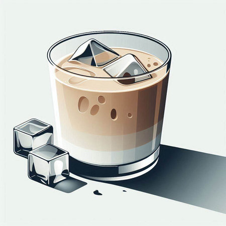 Iced coffee in a glass with ice cubes. Vector illustration.のイラスト素材