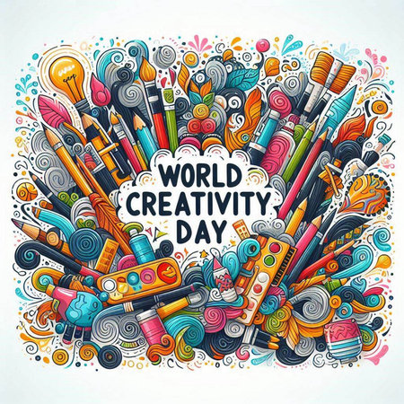 Cartoon cute doodles vector hand drawn Art and Craft frame designのイラスト素材