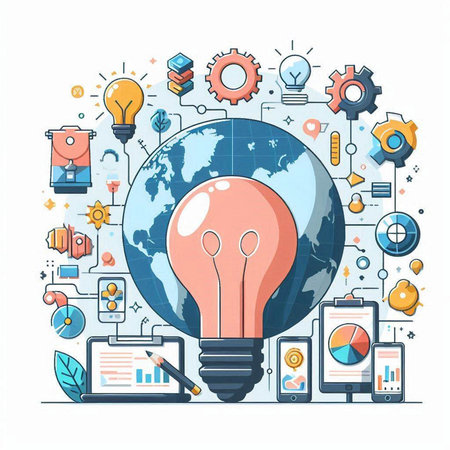 Flat design modern vector illustration concept of big idea and innovation.のイラスト素材