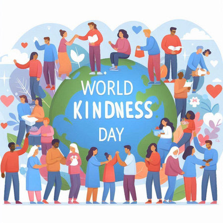 World Kindness Day concept. People around the world. Vector illustrationのイラスト素材