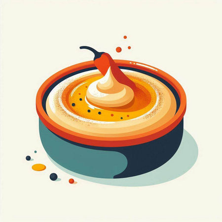 Illustration of a hot panna cotta with chilli pepperのイラスト素材