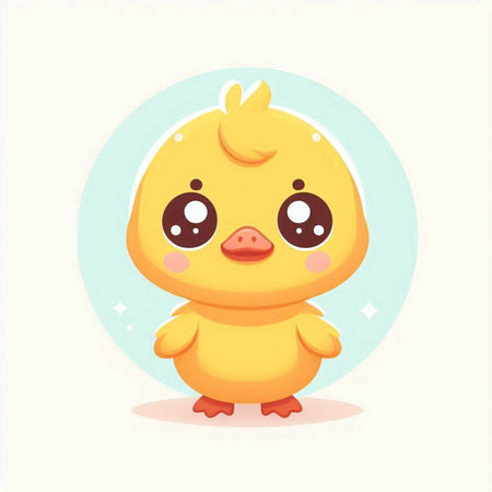 Cute cartoon yellow chicken. Vector illustration isolated on white background.のイラスト素材