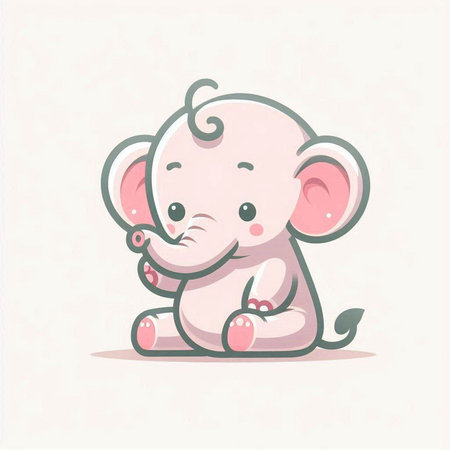 Cute cartoon elephant. Vector illustration isolated on a white background.のイラスト素材