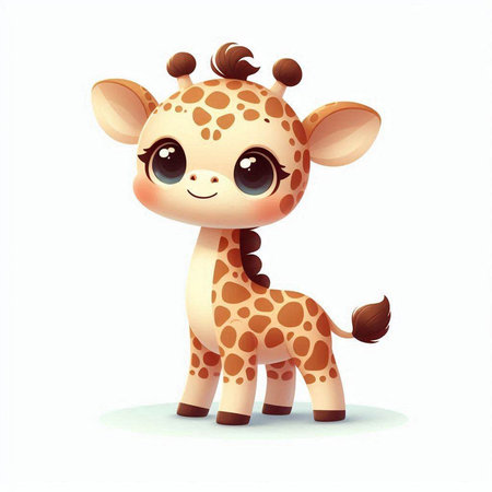 Cute cartoon giraffe isolated on white background. Vector illustration.のイラスト素材