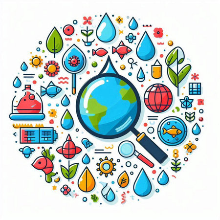 Ecology concept in circle with thin line icons. Vector illustration.のイラスト素材