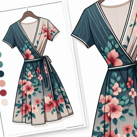 Women's summer dress on a mannequin. Vector illustration.のイラスト素材