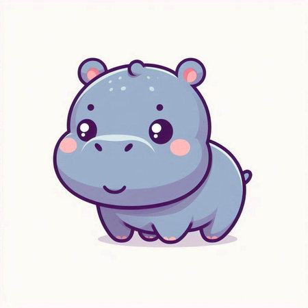 Cute hippopotamus cartoon vector illustration. Cute hippo.のイラスト素材