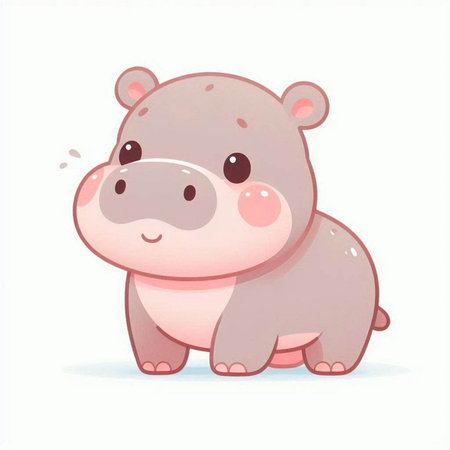 Cute hippopotamus on a white background. Vector illustration.のイラスト素材