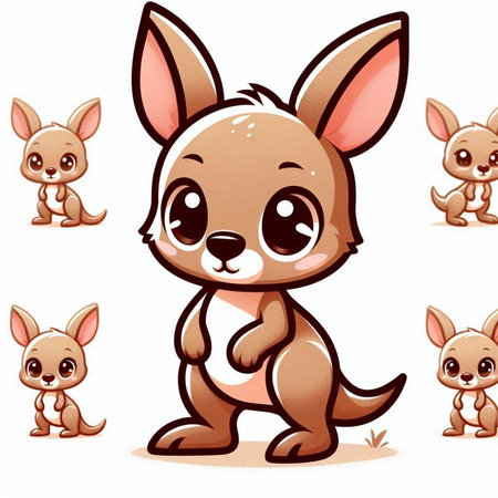 Cute kangaroo cartoon with different poses. Vector illustration.のイラスト素材