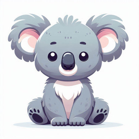 Cute cartoon koala sitting on the floor. Vector illustration.のイラスト素材