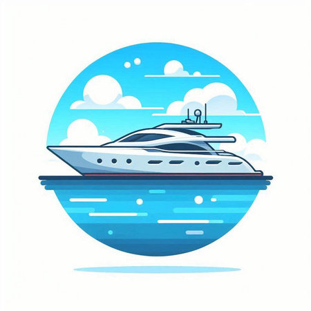 Yacht in the sea. Vector illustration on a white background.のイラスト素材