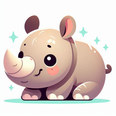 Cute rhinoceros. Vector illustration of a cartoon animal.のイラスト素材
