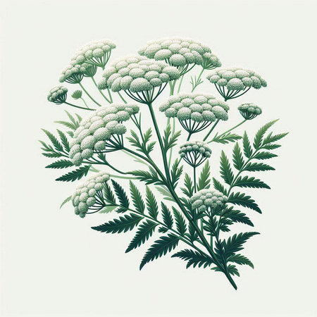Achillea millefolium. Hand drawn vector illustration.のイラスト素材