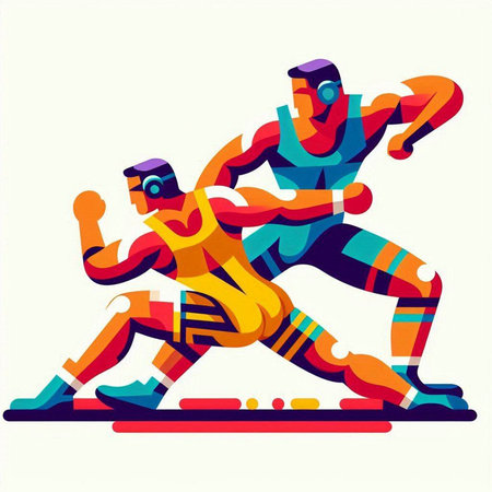 Running men, abstract vector illustration. Sport and active lifestyle concept.のイラスト素材