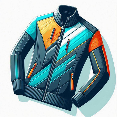 Vector illustration of a blue and orange sports jacket with a visorのイラスト素材