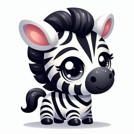 Cute cartoon zebra. Vector illustration isolated on white background.のイラスト素材