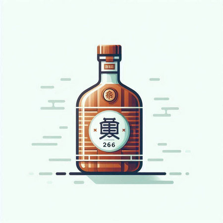 chinese tequila bottle on the white background. vector illustration.のイラスト素材