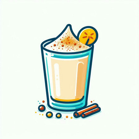 Illustration of a glass of milk shake with cinnamon and aniseのイラスト素材