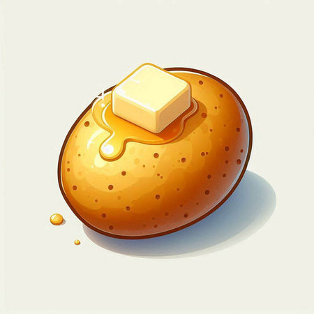 Illustration of a piece of bread with butter on a white backgroundのイラスト素材