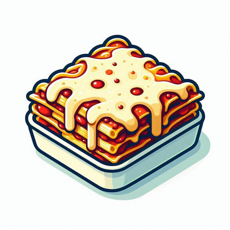 Illustration of lasagna on a white background. Vector illustration.のイラスト素材