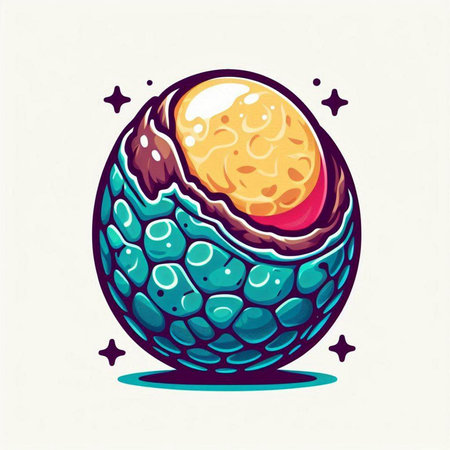 Easter egg vector illustration. Colorful hand drawn egg with yolk.のイラスト素材