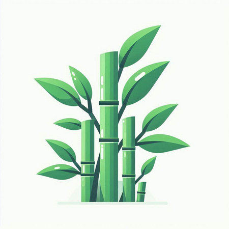 Green bamboo isolated on white background. Vector illustration in flat style.のイラスト素材