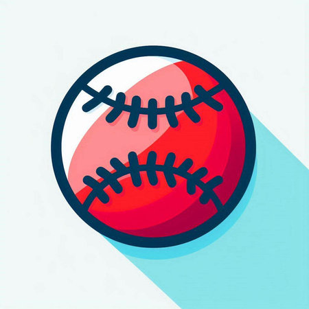 Baseball ball icon, vector illustration. Flat design style with long shadowのイラスト素材