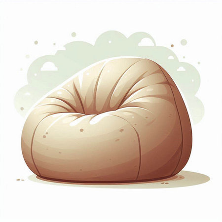 Illustration of a brown soft beanbag on a white background.のイラスト素材