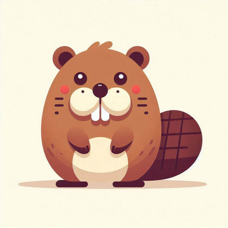 Cute cartoon beaver. Vector illustration in a flat style.のイラスト素材