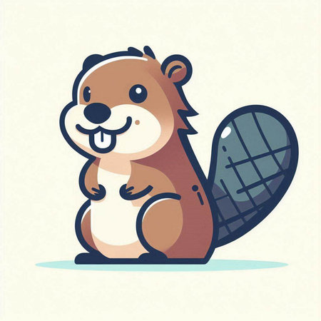 Beaver vector illustration. Cute beaver in cartoon style.のイラスト素材