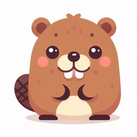Cute cartoon beaver. Vector illustration isolated on white background.のイラスト素材