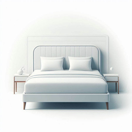 3d rendering of a white bed with pillows on a white backgroundのイラスト素材