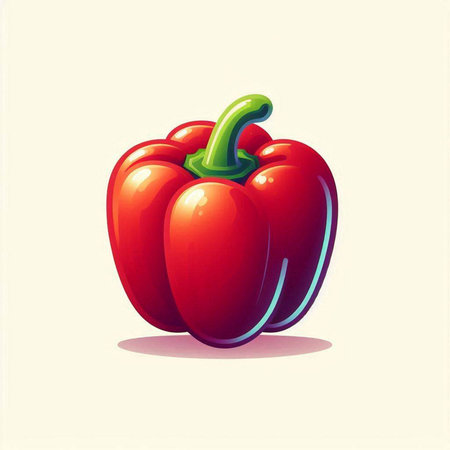 Illustration of a red bell pepper on a white background, vector illustrationのイラスト素材