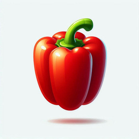 Illustration of a red bell pepper on a white background with shadowのイラスト素材