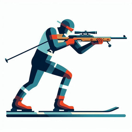 Cross-country skier. Vector illustration isolated on white background.のイラスト素材