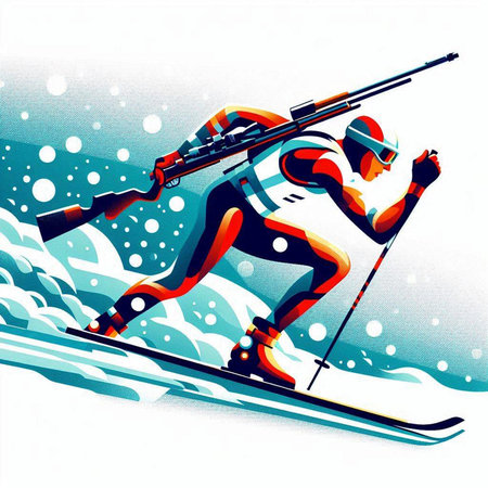 snowboarder skiing in the mountains, vector illustration, epsのイラスト素材
