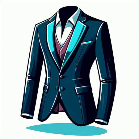 Illustration of a blue suit with white background, vector illustration.のイラスト素材