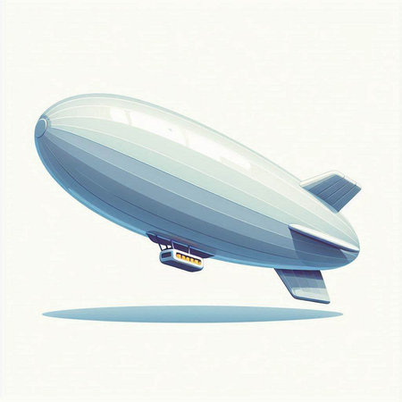 Illustration of an airship in retro style on a white backgroundのイラスト素材