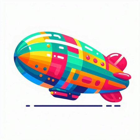 Colorful airship isolated on a white background. Vector illustration.のイラスト素材