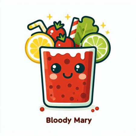 Bloody mary cocktail isolated on white background. Vector illustration.のイラスト素材